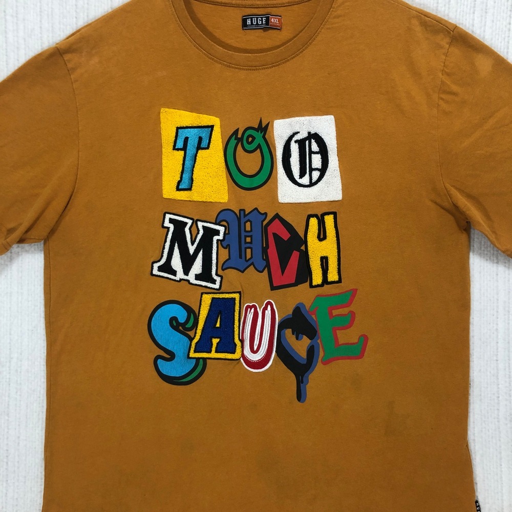 Huge Fashion Exchange Too Much Sauce Graphic Tee Mustard Yellow 4XL Mens